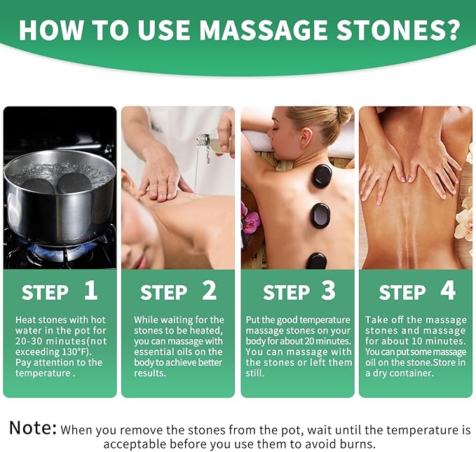 HDYAR Hot Stones for Massage-6 Large Essential Basalt Massage Stones Set (3.15in) with 2 Mushroom Shape Gua Sha Facial Tools, Massage Tools for Professional or Home SPA, Relaxing, Pain Relief