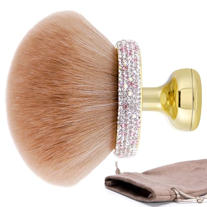 UNIMEIX Extra Large Body Makup Brush for Self Tanner with Drawstring Bag, 3.2 Inch Blend and Blur Body Sunscreen Applicator for Face, Legs, Body, Cream and Foundation (Gold)
