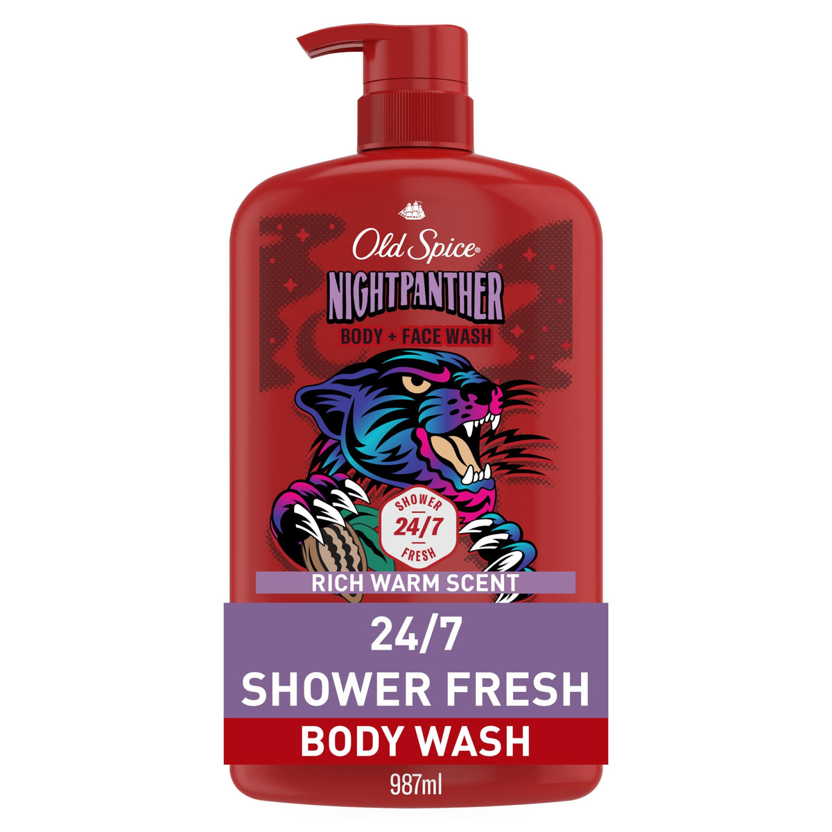 Old Spice Body Wash for Men, Long-Lasting NightPanther Scent, 33.4 fl oz