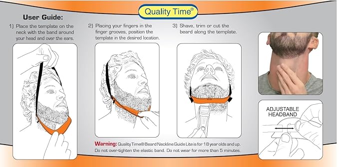 Beard Neckline Guide Lite: Hands-Free, Do-it-yourself Beard Neck Haircut Template, Beard Neckline Lineup
