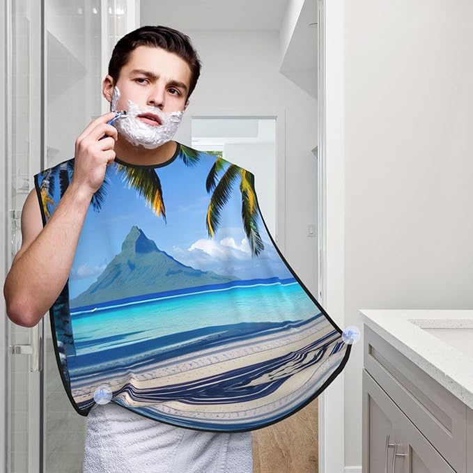 Tropical Fruit Pineapple Print Beard Bib Shaving Apron, Beard Hair Trimming Cape Gift For Dad