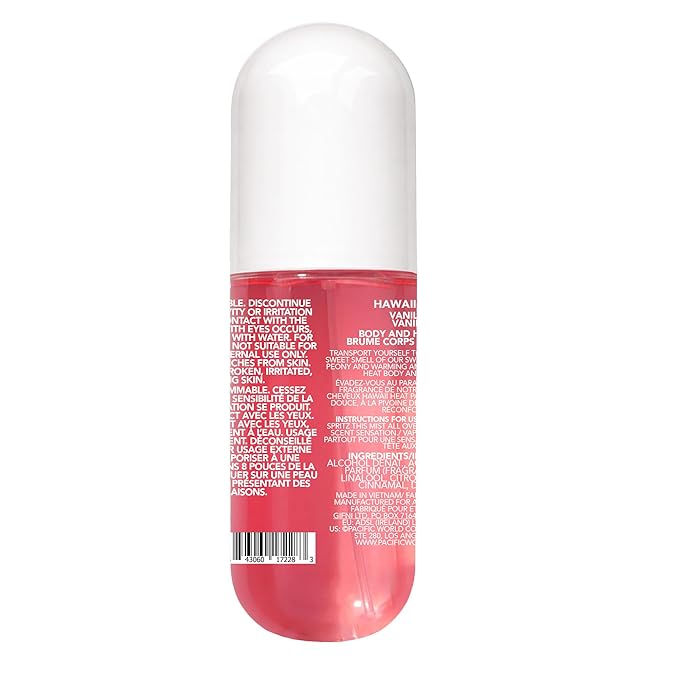 Holler And Glow Hawaii Heat Body & Hair Mist, Warm Vanilla, Peony & Amber Scent, Long-Lasting Daily Fragrance, Lightweight, Vegan, Cruelty-Free, Alcohol-Free, Hydrating Hair Perfume, 8.11 Fl Oz