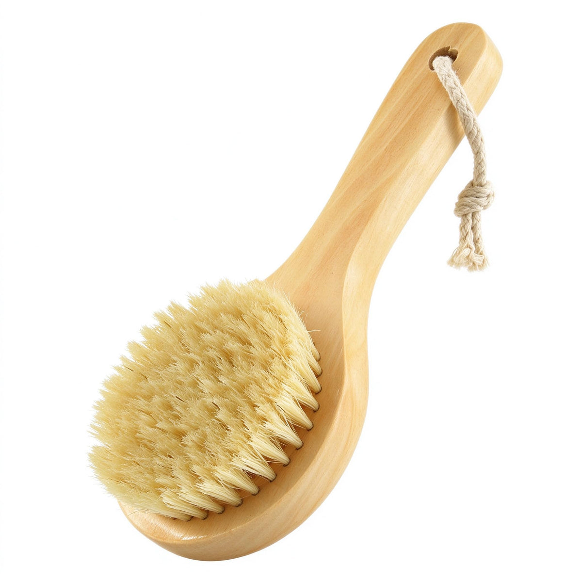 Short Handle Body Brush, Natural Bristles Wooden Bath Brush Shoulder Back Exfoliating Dry Brushing Skin Care
