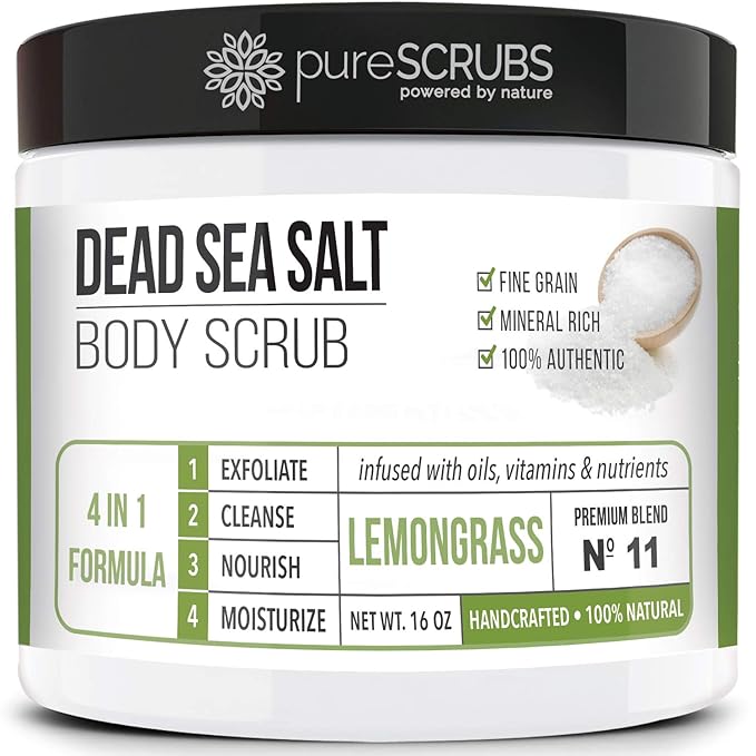 pureSCRUBS Premium Lemongrass Body Scrub Set, Gentle Exfoliating Salt Scrub