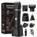 RAXMETRY Beard Trimmer for Men,Manscape 3-in-1 Electric Razor Groin Groomer,IPX7 Waterproof Wet/Dry,Versatile Body Hair Trimmer for Ball/Beard/Nose,USB Rechargeable & Nose/Shaves Head,Glossy Black