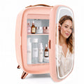 KFO Mini Skincare Fridge 6L – Beauty Fridge with 7° Tilted LED Mirror & 3-Mode Light, Portable Cosmetic Cooler for Makeup Serums, 43°F 20dB Quiet, 100-240V Small Fridge for Bedroom Bathroom Office