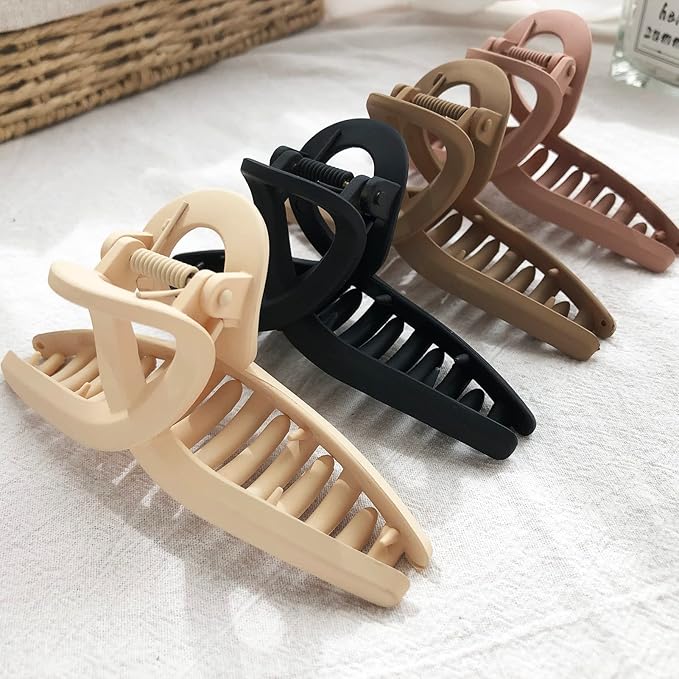 Nalodu Hair Claw Clips Large 4.3 Inch No Slip Big Matte Glossy Butterfly Clip for Thin Fine, Medium Thick Hair Women, 5 Pack