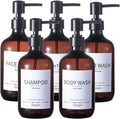 Mithrgrous Shampoo and Conditioner Bottles(5Pack),Shampoo Dispenser for Shower,Bottles Refillable with Pump,Bathroom Dispenser Sets(Amber)