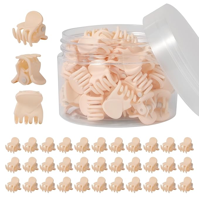 YOHAMA 36Pcs Beige Mini Hair Claw Clips for Women&Girls, Strong Bangs Clips
