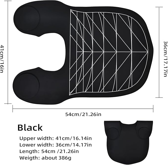 RENKESE Professional Hair Cutting Cape with Geometric Grid Pattern, Longer Silicone Waterproof Cutting Mat,Neck Guide (Black)