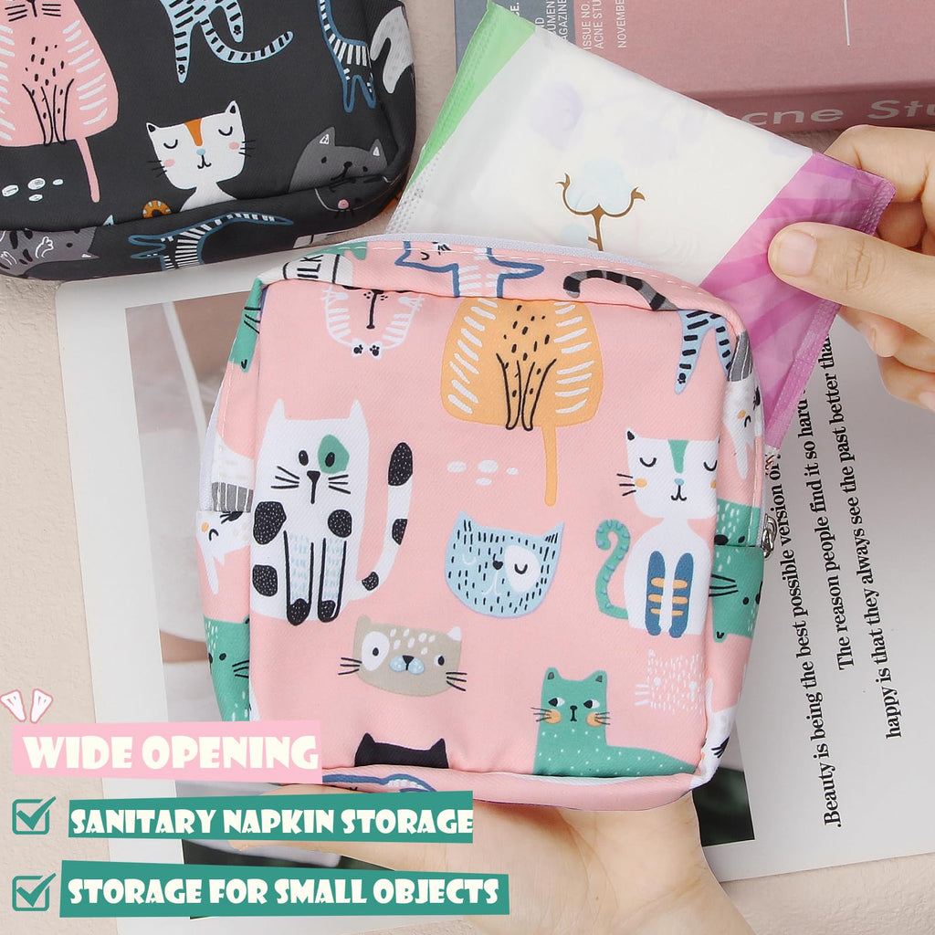 Desing Wish Sanitary Pad Storage Bag Portable Period Bag for Teen Pads/Sanitary Napkins/Small Tampons, Sanitary Napkin Storage Bag First Period Gifts for Teen Girls (Stacked Butterfly)
