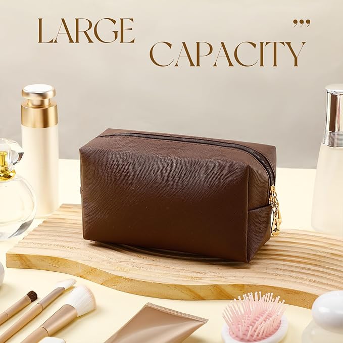 Kigeli Aesthetic Makeup Bags PU Leather Cosmetic Pouches Waterproof Plain Toiletry Bags Makeup Pouches Bulk for Women Party Gift Travel Storage Organizer(Mixed Color,7.1 x 2.8 x 4.3 in)