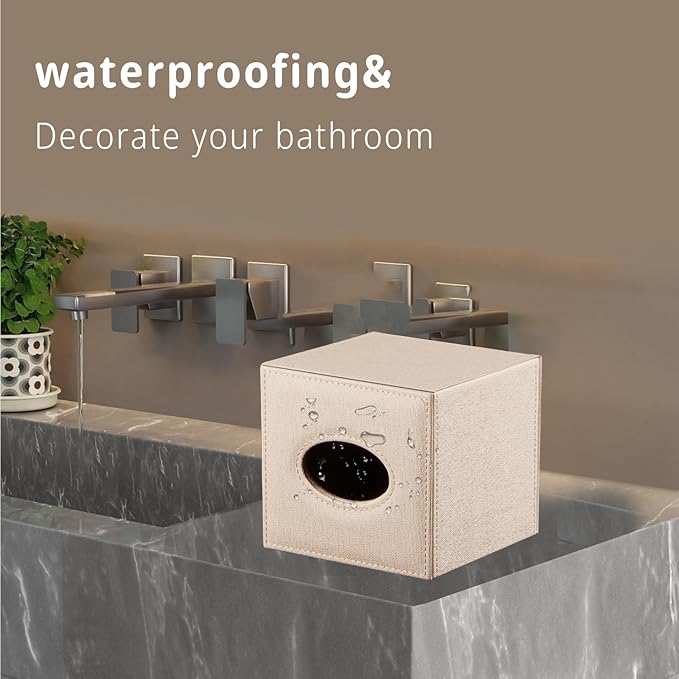 Leather Square Tissue Box Cover,Cut Tissues Cube Box Holder,Modern Facial Paper Organizer Storgage,Box Tissue Dispenser Decor Accessories for Bathroom NightStand Coffee Table Desk Home Office,Beige