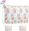 Playexen Period Bag for Teen Girls, Quilted Sanitary Napkin Storage Bag, Cute Bears Menstrual Pad Pouch Tampon Holder (Large-Blue)