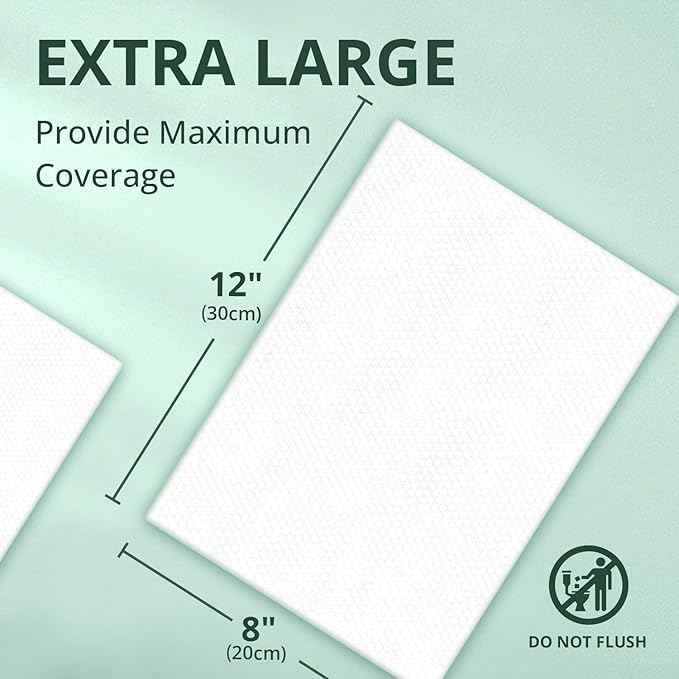 WhyWorry Extra Large Wet Wipes for Adults, 8" x 12", Unscented, 55 Count