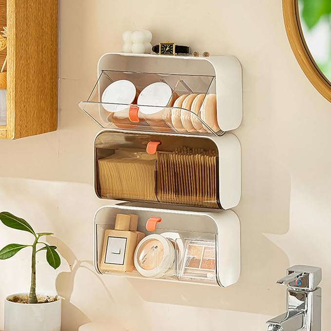 MORNITE Pad Holder for Bathroom,Sanitary Napkins Organizer,Feminine Tampons Storage Day Overnight Cotton Pad Holder, White