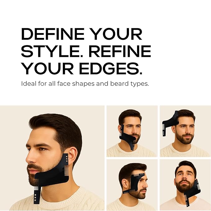Beard Shape Up Tool by Beard Butler – Beard Template & Lineup Tool – Achieve Sharp Edges, Clean Lines & Perfect Symmetry – Shaping Guide for Jawline & Neckline