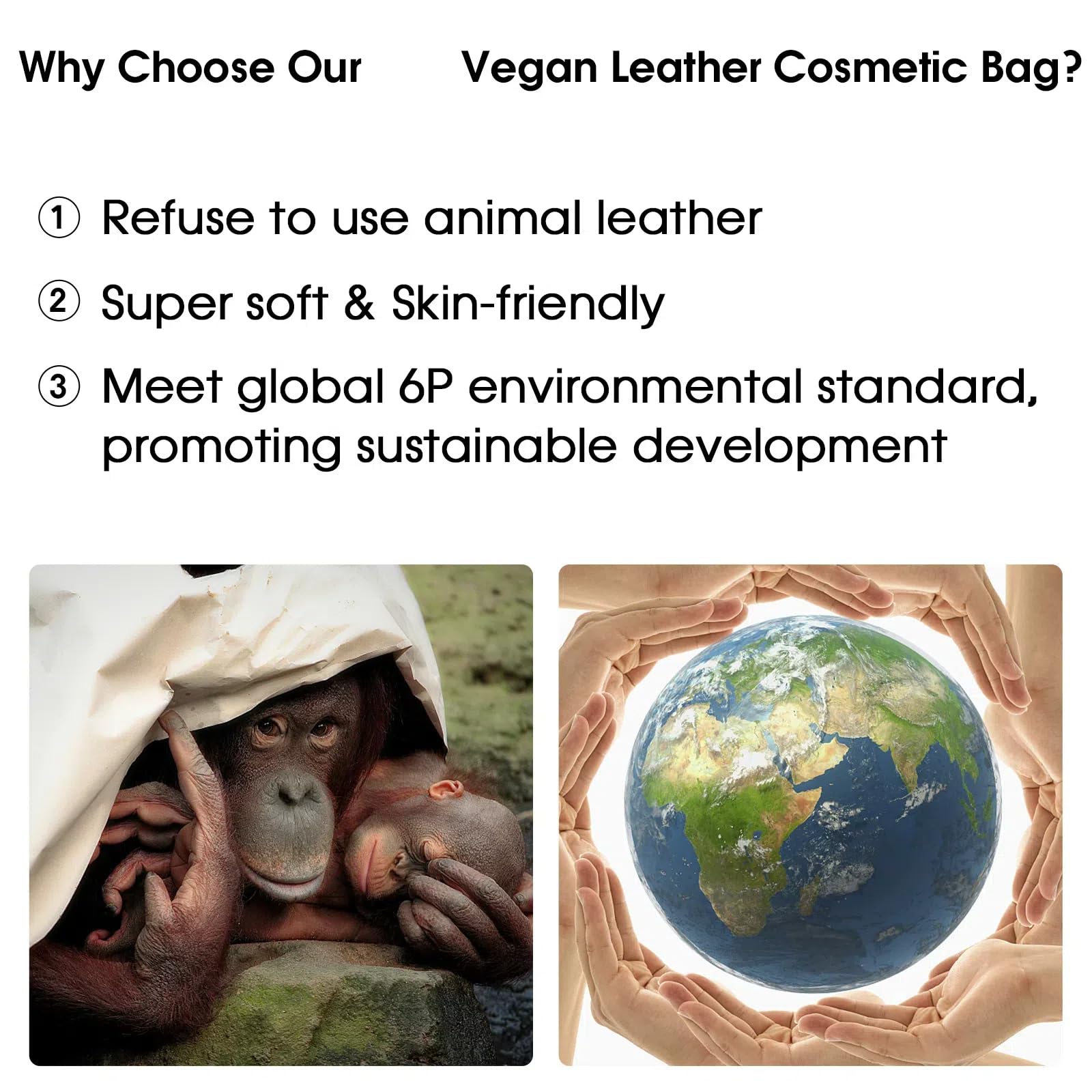 Wandering Nature Makeup Bag, Travel Make Up Organizer Cosmetic Brush Bags Case for Women in Vegan Leather, Purple, Patent Pending