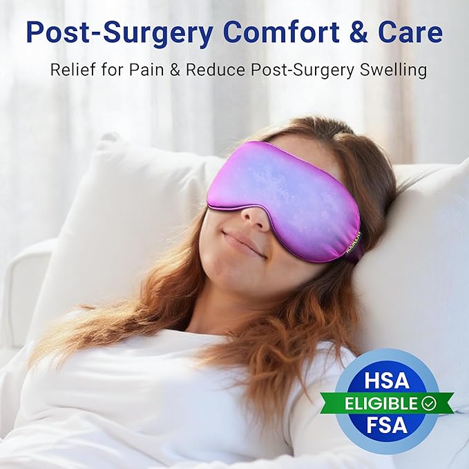 Cooling Eye Mask for Puffy Eyes: Fsa Eligible ltems Hsa, Migraines Headache Fast Relief After Surgery Care Cold Compress, Reusable Face Ice Pack Gel for Dark Circles, Gentle Weighted Sleep Mask Purple