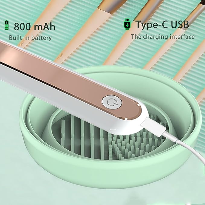 Luslife Electric Makeup Brush Cleaner, with Fast Spin-Dry – 12000 RPM, 800mAh Type-C Rechargeable, All-in-One Washer & Dryer for Makeup Brushes, Ideal Gift for Women