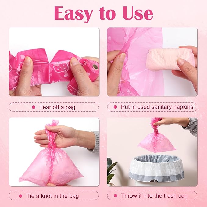 150Pcs Sanitary Napkin Disposal Bags, Luxiv Pink Disposable Sanitary Bag Personal Care Disposal for Tampons Trash Bag, Disposable Mini Bags for Women Privacy Handling Bag Diaper Sack