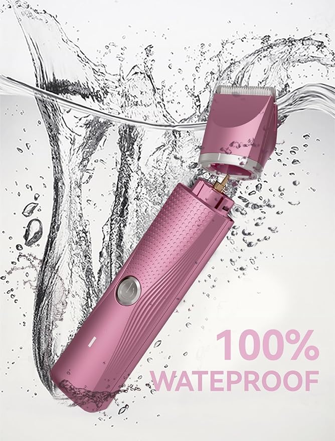 Pubic Hair Trimmer for Women-Unibono Bikini Trimmer, Replaceable 3-in-1 Electric Razors for Women, Electric Shaver in Poweverful Motor, Waterproof Personal Trimmer for Body Hair (Rose Red, RR-1)