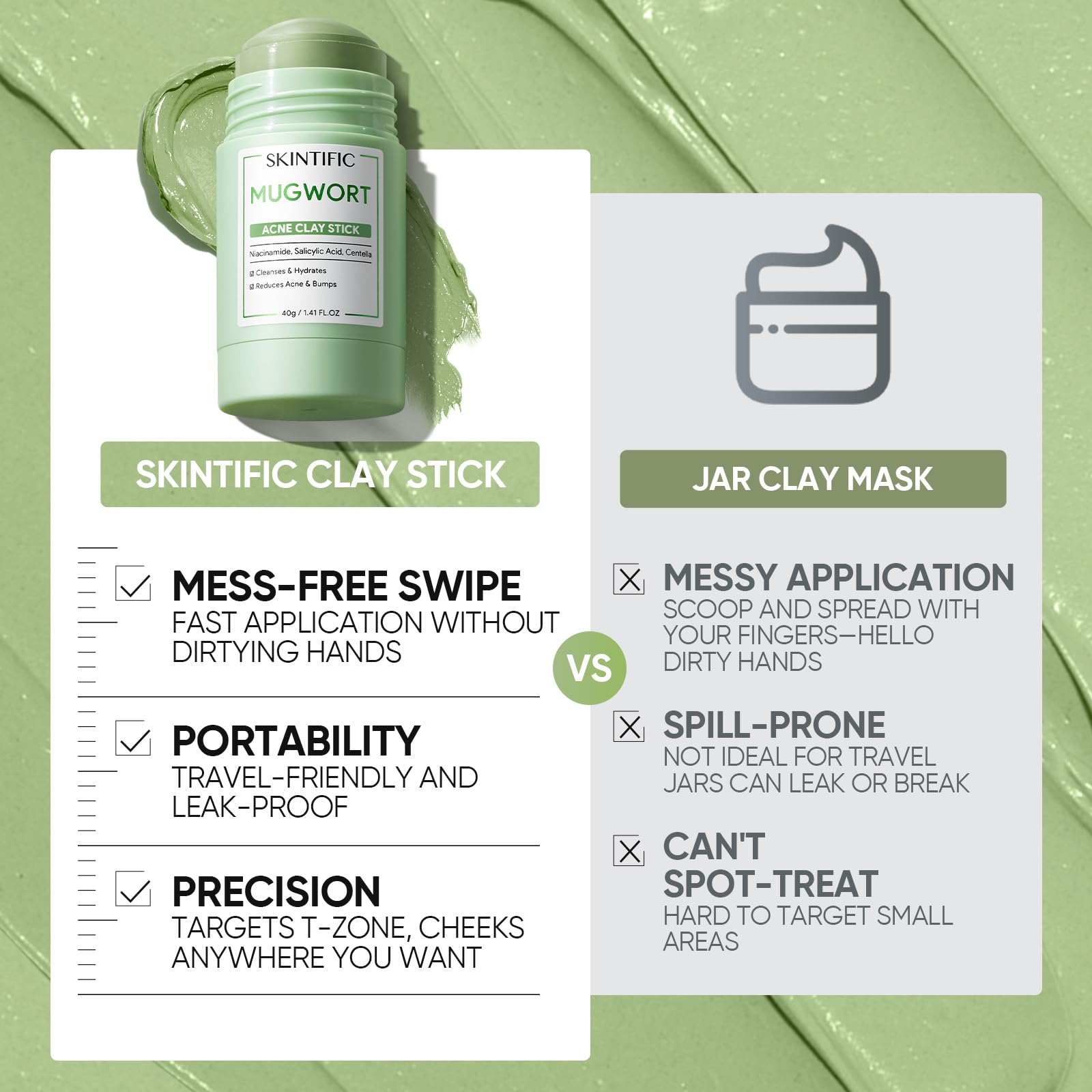 SKINTIFIC Mugwort Clay Stick Face Mask with Centella & Salicylic Acid