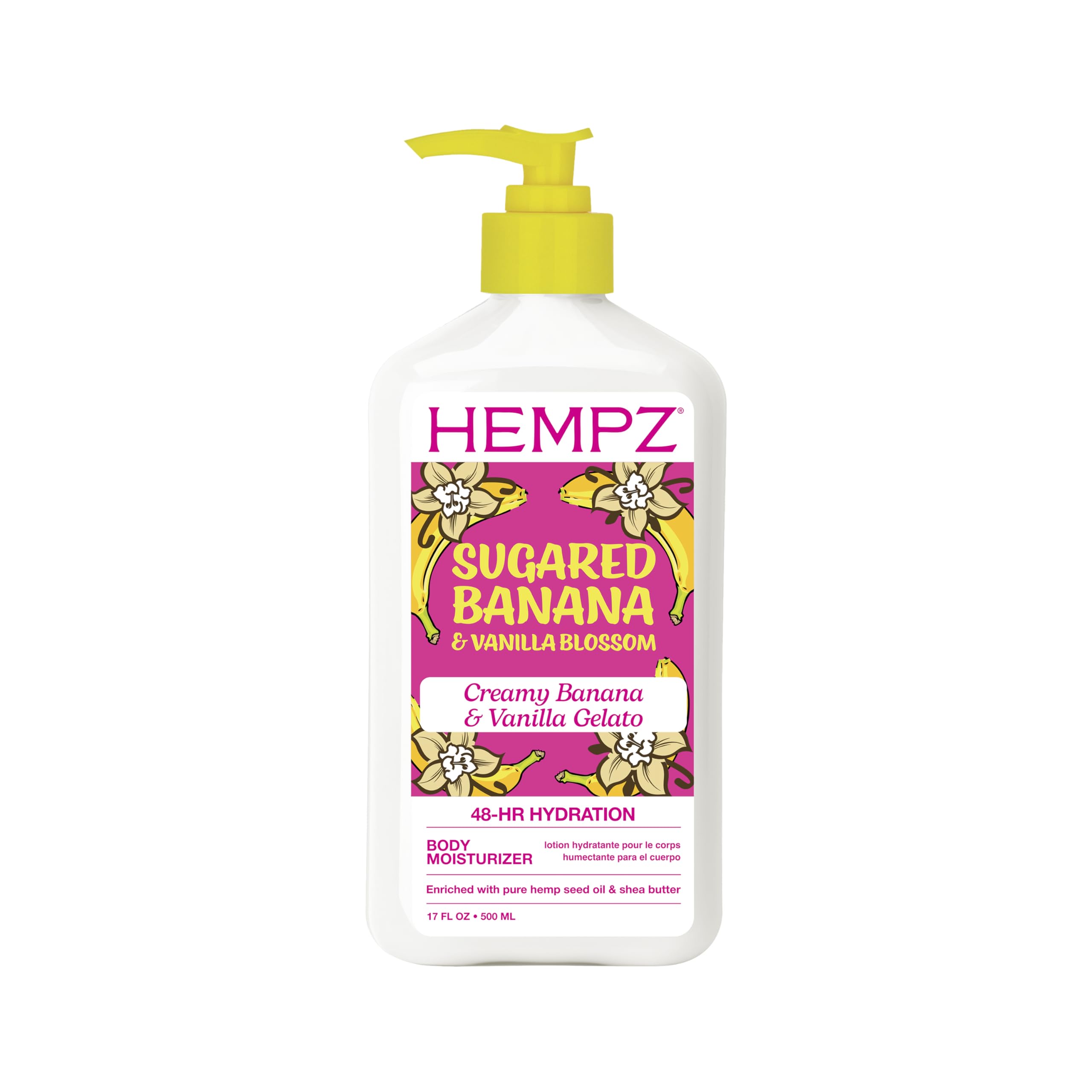 Hempz Sugared Banana & Vanilla Blossom Body & Hand Lotion, Ultra Hydrating Moisturizer for Men and Women, 17 oz