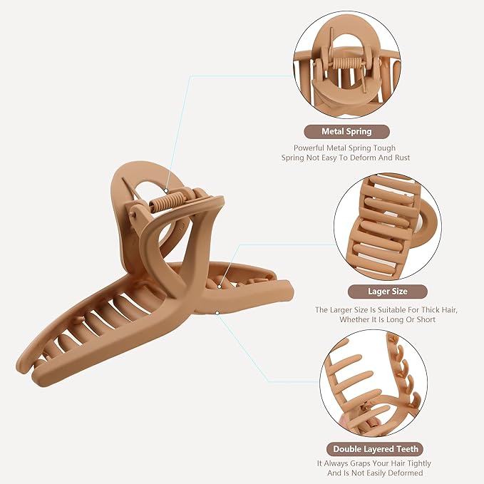Claw Thick Hair Clips for Women - Big Butterfly Jaw Clips for Long and Curly Hair, Strong Hold Durable Matte Clamps