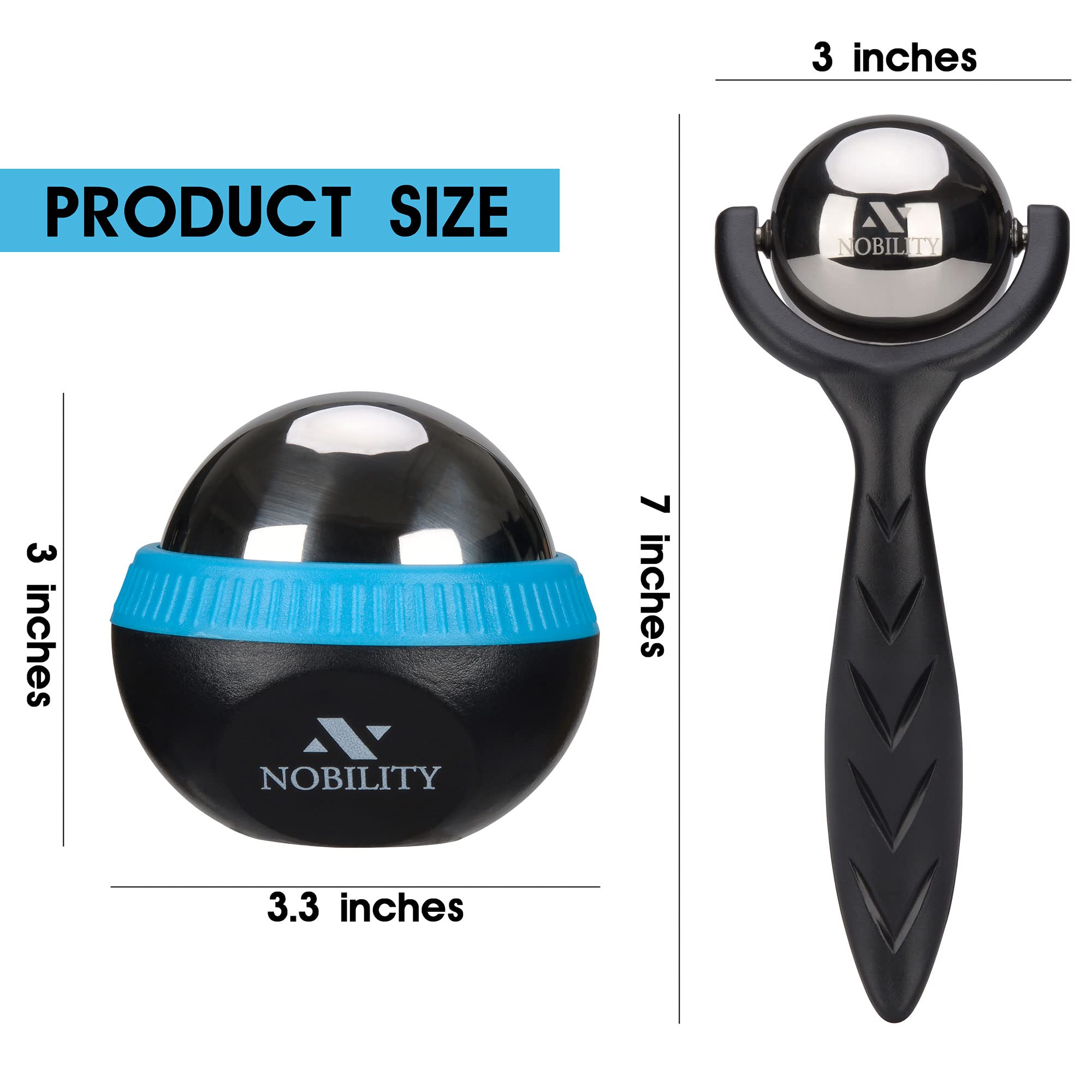 Nobility Massage Ball Roller– Ice Cold and Hot for Deep Tissue and Sore Muscle Relief of Stiffness and Stress, Body, Neck, Back, Foot, Plantar (Black)