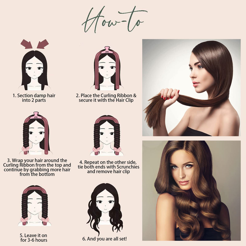 Heatless Curls Overnight,Satin Curling Rod Headband,Hair Curlers for Long and Medium Hair,Silk Curls Headband with Gift BOX,No Heat Rollers to Sleep in(Orange-36.05)
