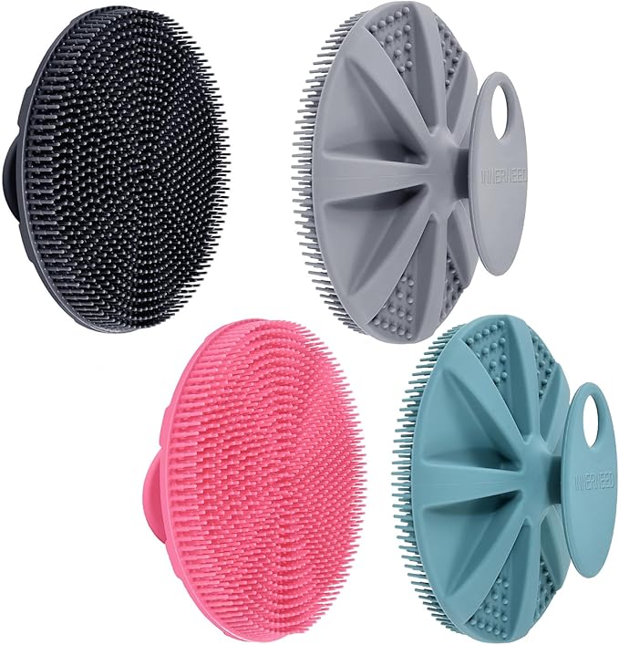 INNERNEED Food-Grade Soft Silicone Body Scrubber Shower Brush, Pack of 4