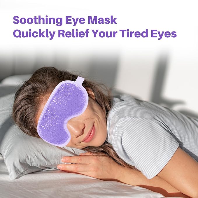 Permotary Cooling Eye Mask with Gel Bead 2 Pack Gel Eye Mask Cold Eye Mask for Relaxtion,Puffy Eyes Reusable Cold & Warm Compress for Puffiness,Dry Eyes,Headaches,Migraines,Stress Relief,Post Surgery