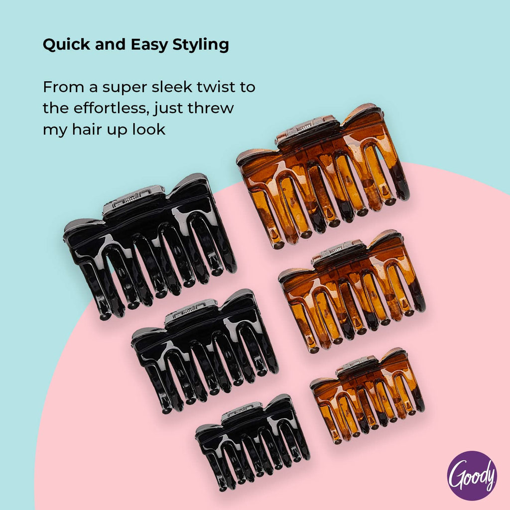 Goody SlideProof Classics Claw Clips, 8 Ct, Assorted Sizes & Colors, Lock in Style with Secure Grip, Chic Hair Accessories for Women & Men, For All Occasions & All Hair Types