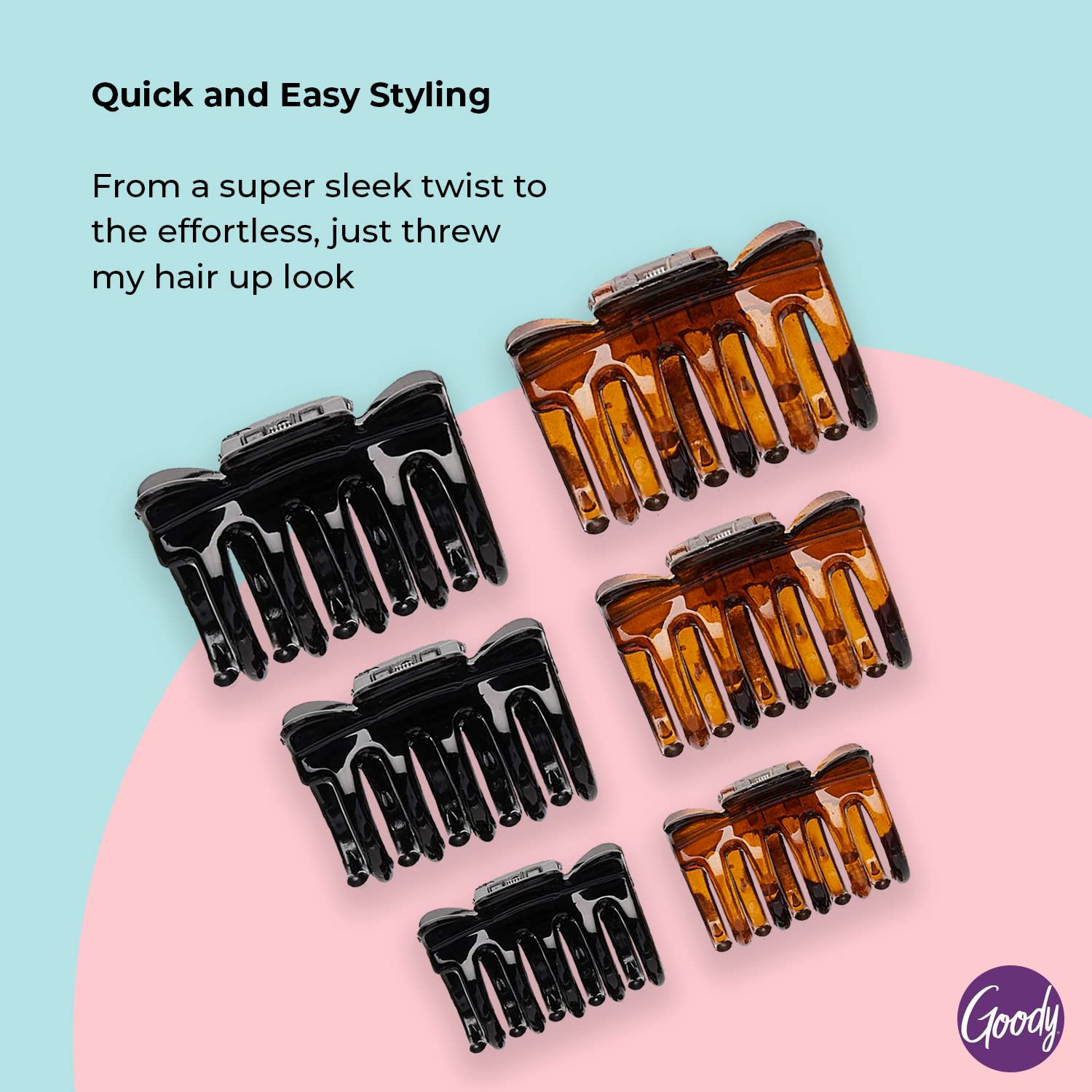 Goody SlideProof Classics Claw Clips, 8 Ct, Assorted Sizes & Colors, Lock in Style with Secure Grip, Chic Hair Accessories for Women & Men, For All Occasions & All Hair Types