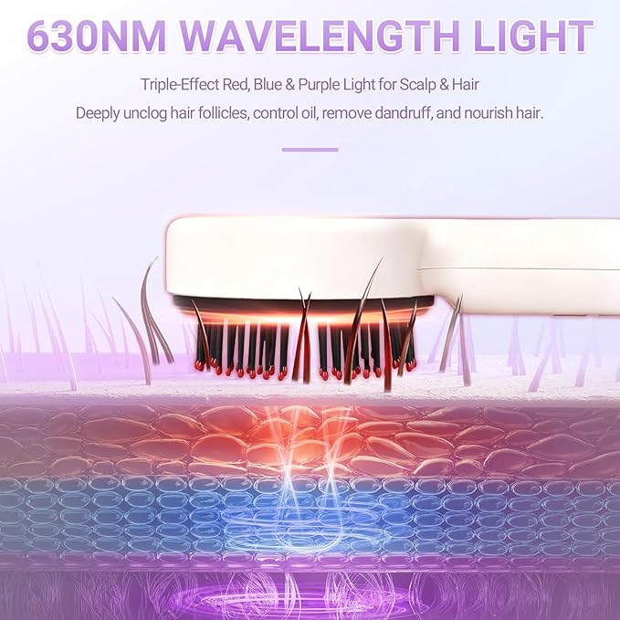 Hair Growth Comb,Electric Scalp Massager Comb,IPX7 Waterproof,Portable for Home & Travel,White