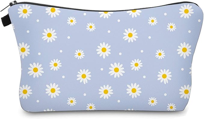 Aiphamy Cute Travel Makeup Bag Cosmetic Bag Small Pouch Gift for Women (Daisy)