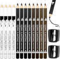 BOHUIZ 12Pcs Barber Pencil, Magic Hairline Pencils with 2 Sharpener
