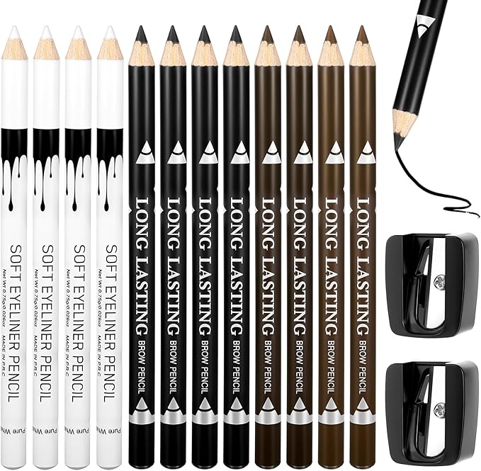 BOHUIZ 12Pcs Barber Pencil, Magic Hairline Pencils with 2 Sharpener