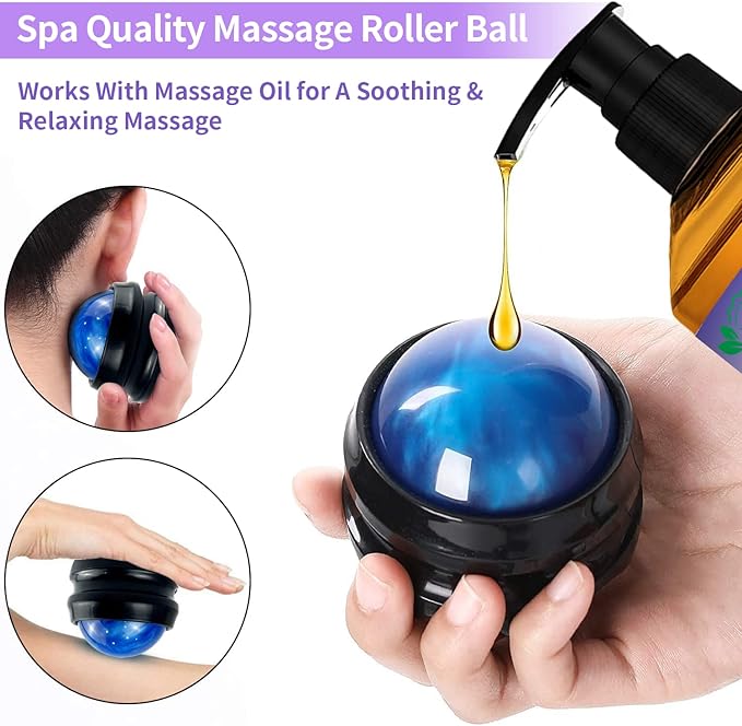 3 Pack Massage Oil for Massage Therapy,Sore Muscle Arnica Oil & Relaxing Lavender Oil & Ginger Oil Lymphatic Drainage & Massage Ball,Massage Kit Gifts for Women Men,Spa Gifts Birthday Gifts for Women