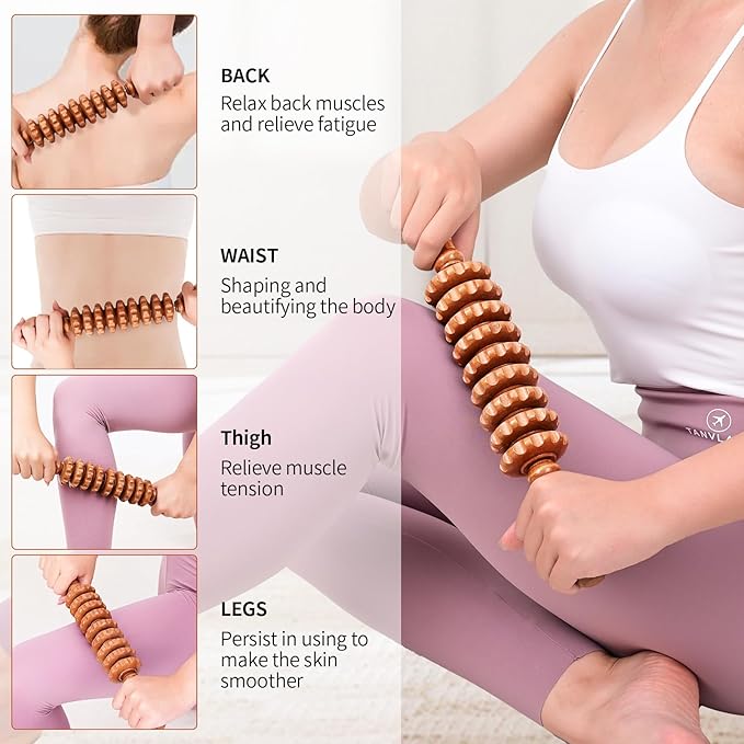 NXCYLW 3-in-1 Wood Therapy Massage Tools Wooden Lymphatic Drainage Massager Maderoterapia Kit, Anti Cellulite Complete Body Sculpting Tools for Muscle Pain Relief, Body Contouring and Shaping