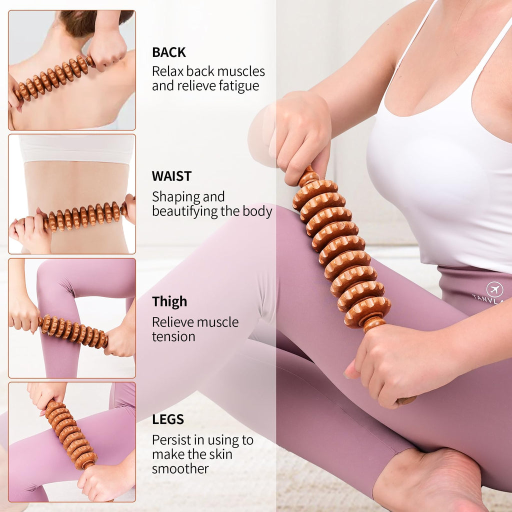 NXCYLW 3-in-1 Wood Therapy Massage Tools Wooden Lymphatic Drainage Massager Maderoterapia Kit, Anti Cellulite Complete Body Sculpting Tools for Muscle Pain Relief, Body Contouring and Shaping
