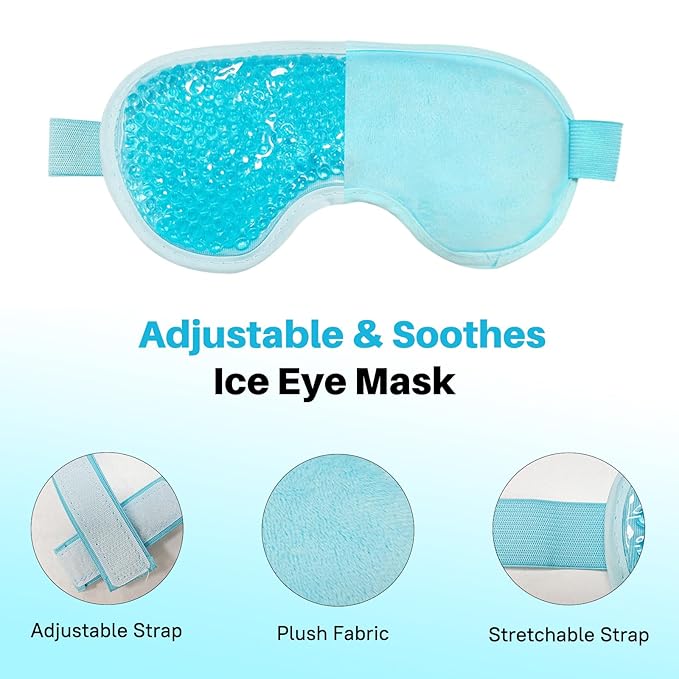 Permotary Cooling Eye Mask with Gel Bead 2 Pack Gel Eye Mask Cold Eye Mask for Relaxtion,Puffy Eyes Reusable Cold & Warm Compress for Puffiness,Dry Eyes,Headaches,Migraines,Stress Relief,Post Surgery