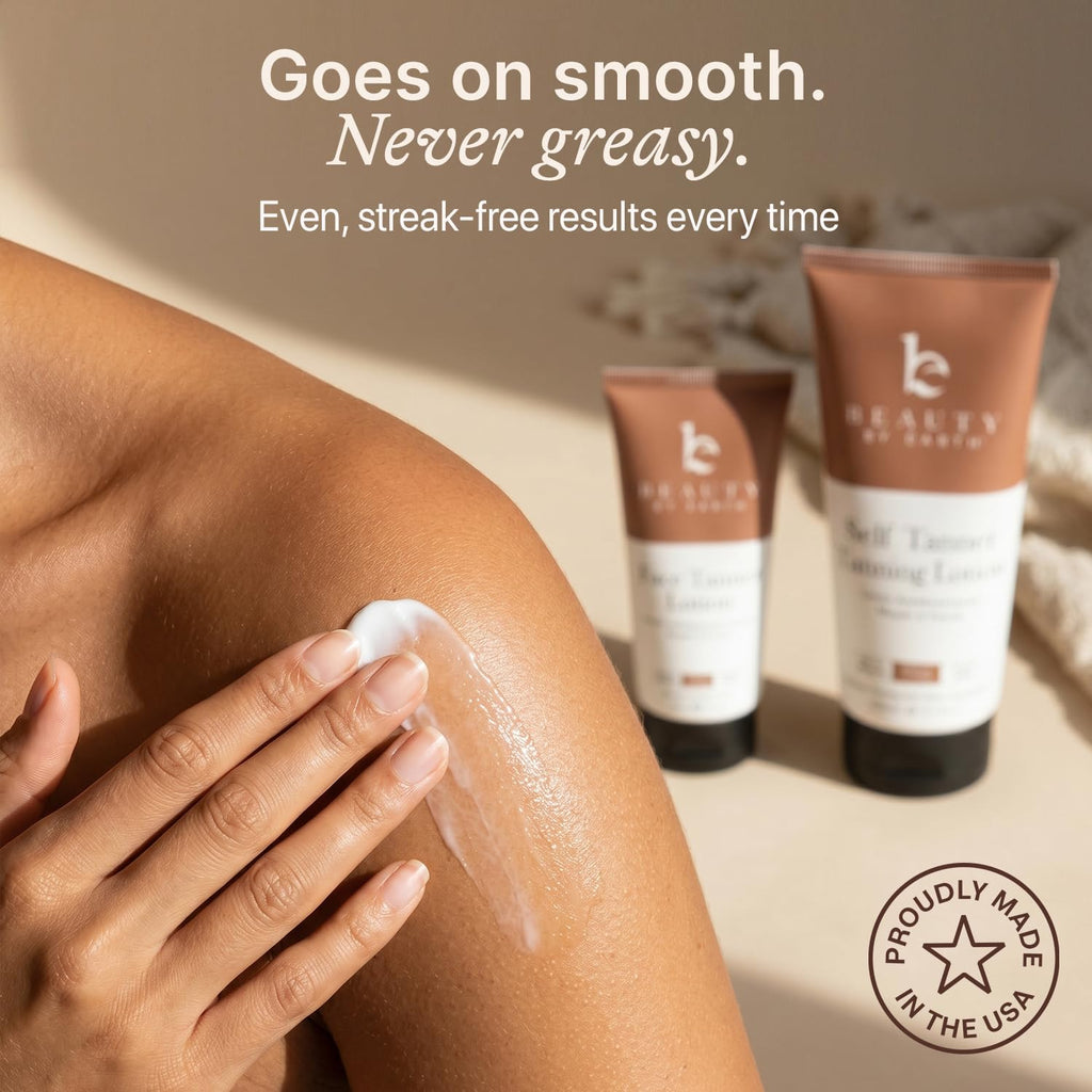 Tanning Lotion Self Tanner Kit - USA Made with Organic, Natural Ingredients