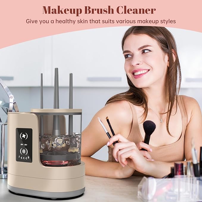 3 IN 1 Electric Makeup Brush Cleaner Machine With Makeup Brush Dryer-Holder-Portable Automatic USB Cosmetic Brushes Cleaner Tool for All Size Beauty Makeup Brush Set,Eyeshadow, Blush Brush