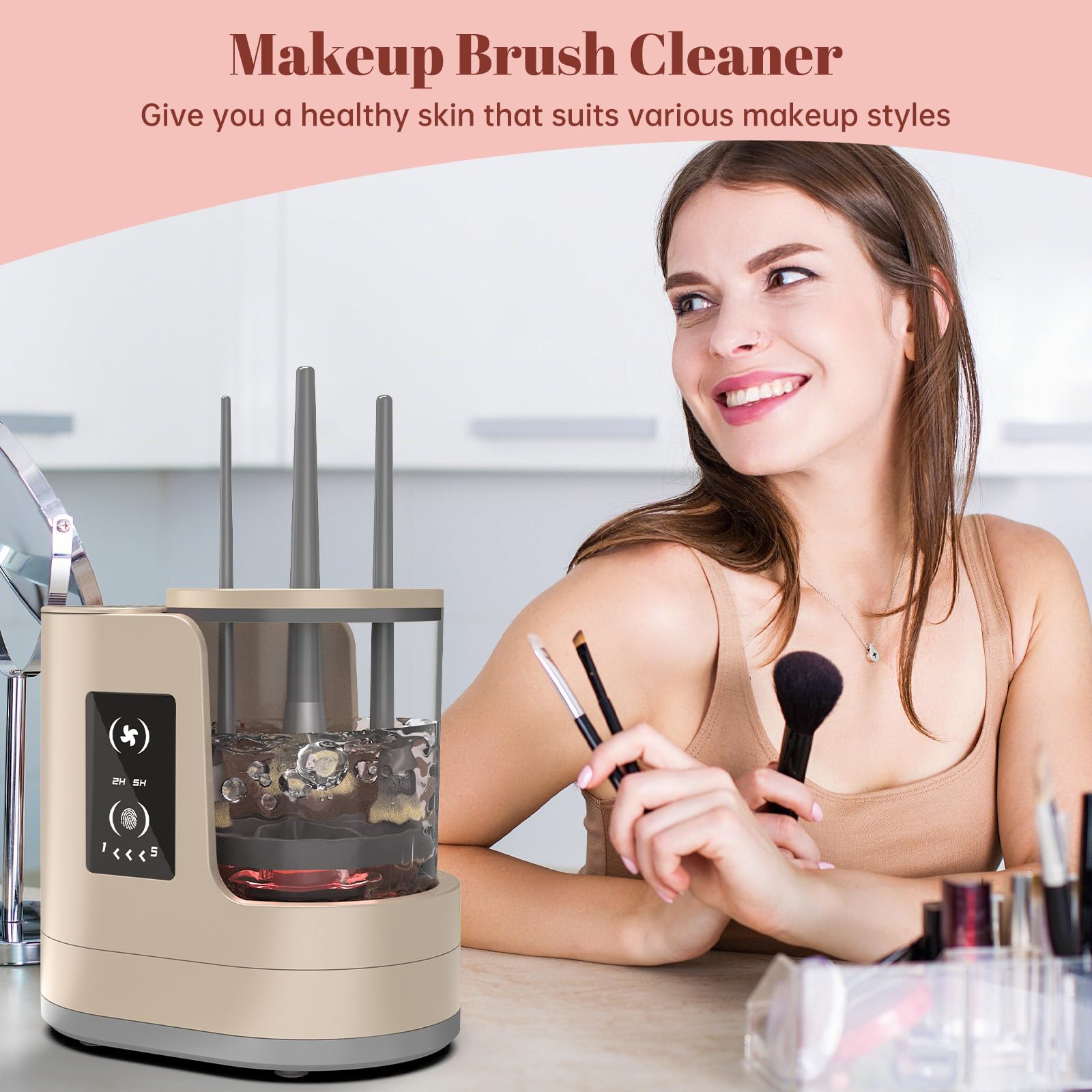 3 IN 1 Electric Makeup Brush Cleaner Machine With Makeup Brush Dryer-Holder-Portable Automatic USB Cosmetic Brushes Cleaner Tool for All Size Beauty Makeup Brush Set,Eyeshadow, Blush Brush