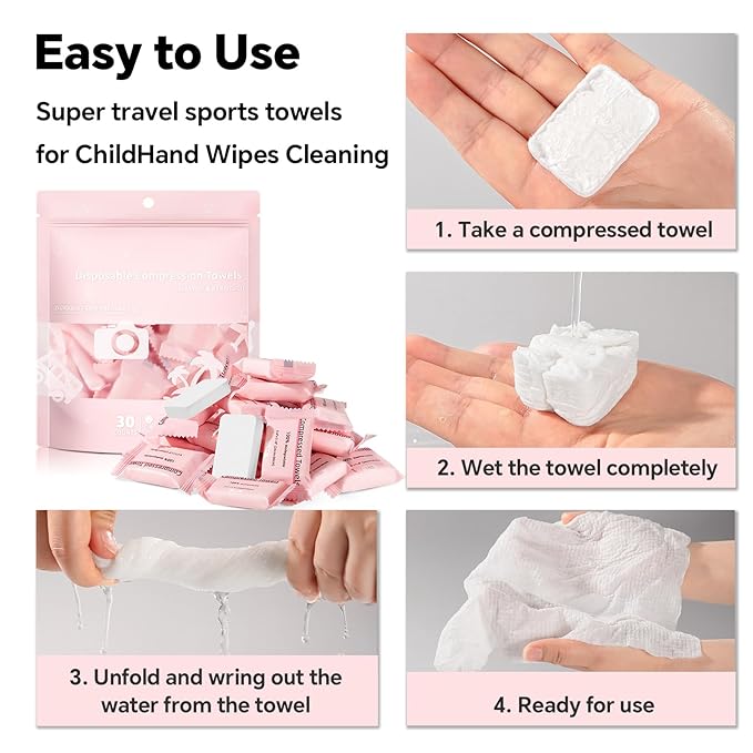 Compressed Towels 60 Pcs, Disposable Coin Towel, Mini Travel Towelettes, Portable Expanding Towels for Camping, Outdoor, Emergency & Home Use