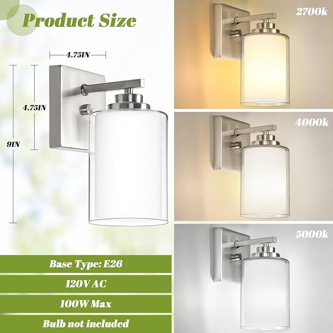 VerRon Set of 2 Wall Sconces for Bathroom, Modern Vanity Light Fixtures