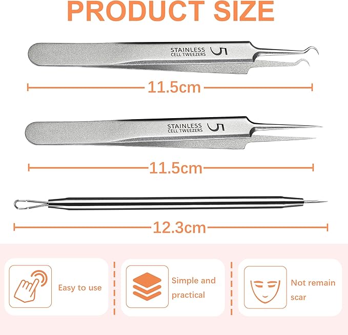 Blackhead Tweezers, Milia Remover,Ingrown Hair Tweezers