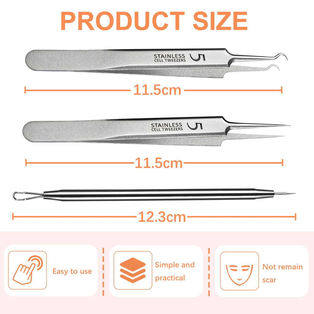 Blackhead Tweezers, Milia Remover,Ingrown Hair Tweezers
